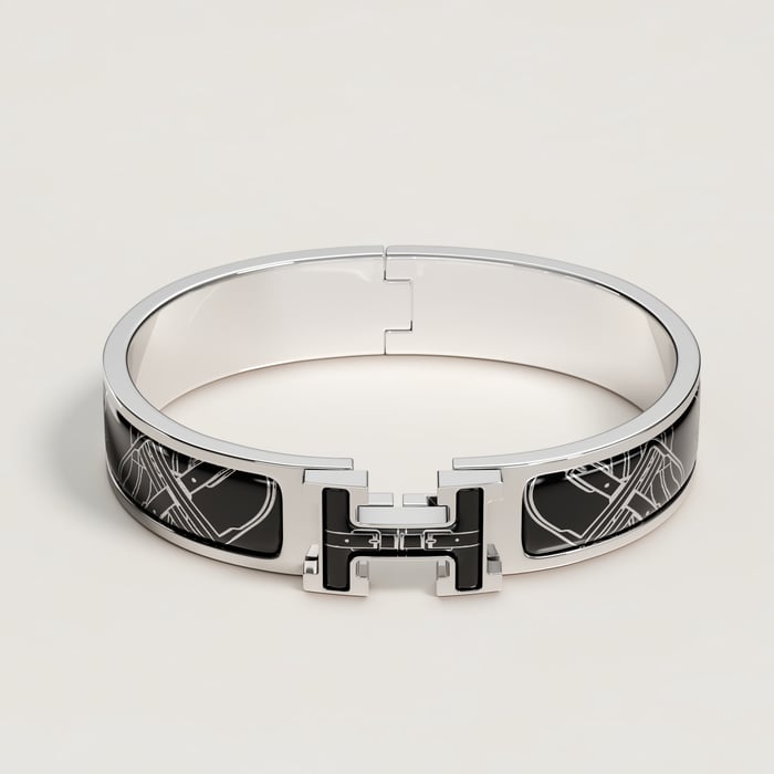 C8_orfevre Blanc Platine Noir Clic H Mors a Jouets Bracelet