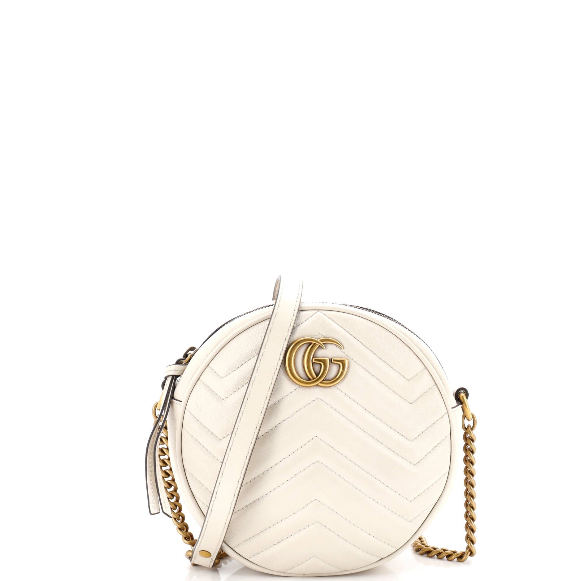 Gucci GG Marmont Round Shoulder Bag Matelasse Leather Mini