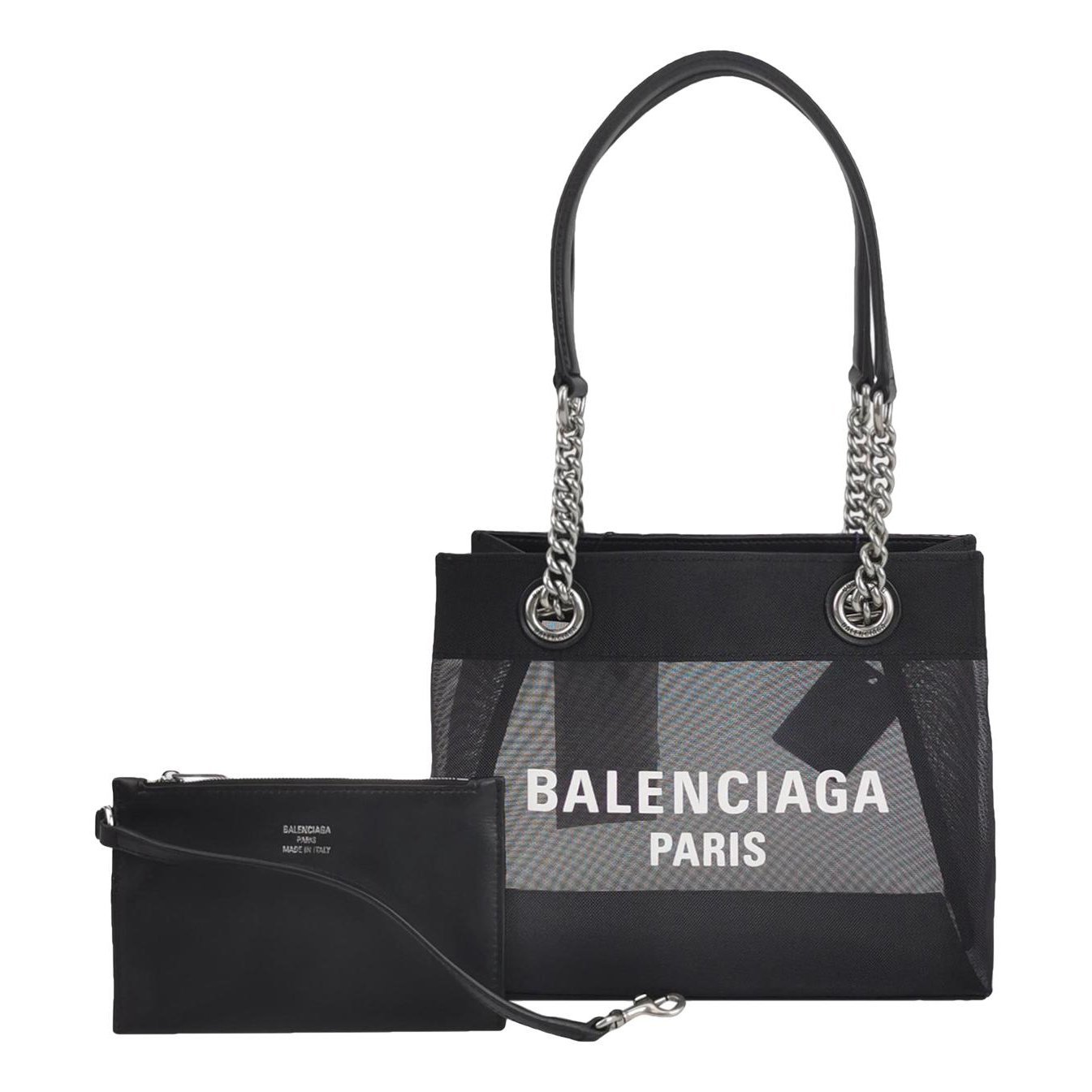 Plastic bag shooper leather handbag