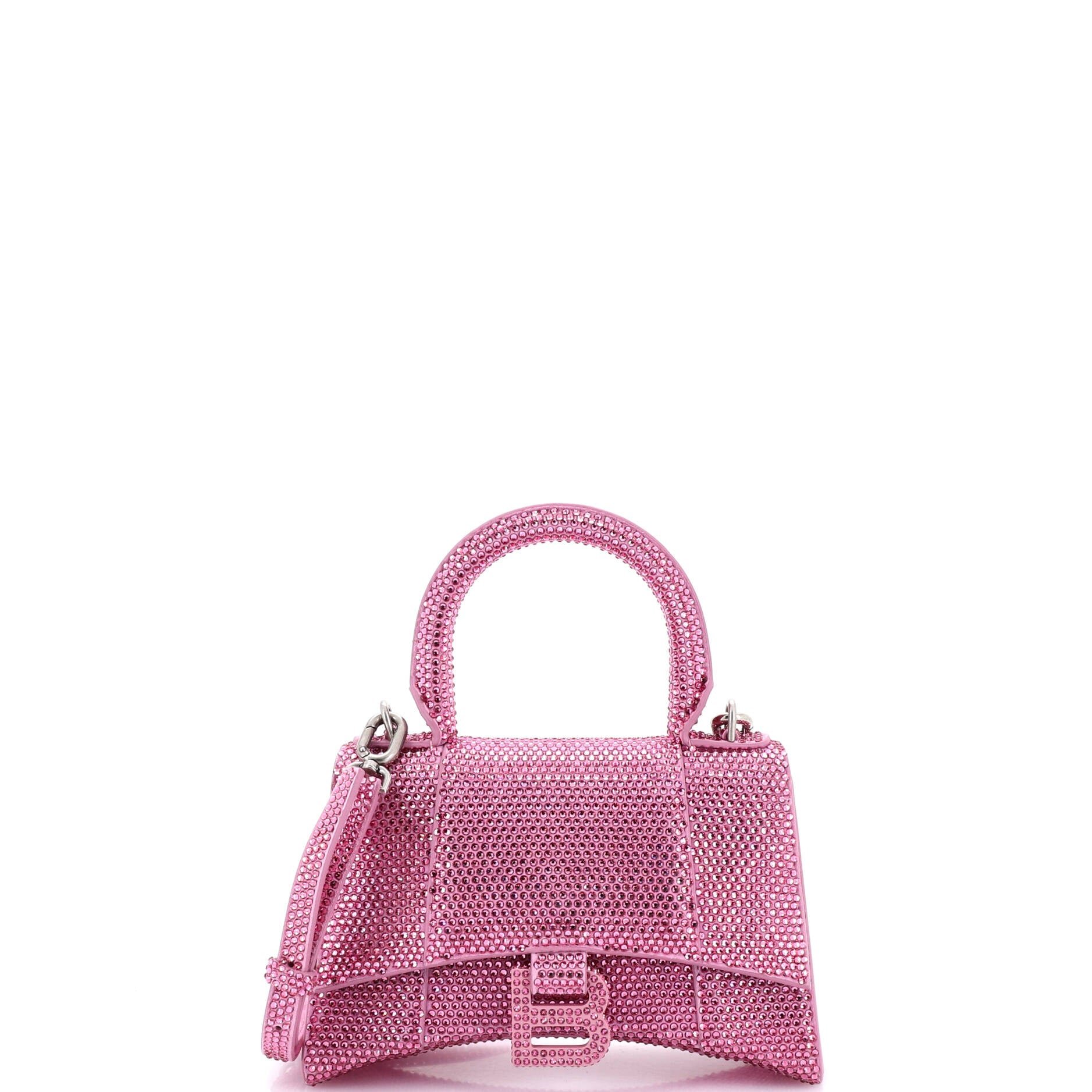 Balenciaga Hourglass Top Handle Bag Suede with Crystals XS