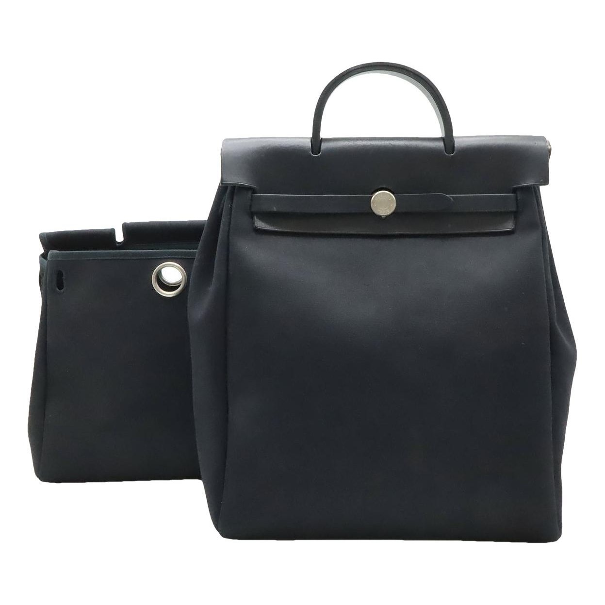 Hermes Herbag Handbag Black Toile Officier Canvas 2001