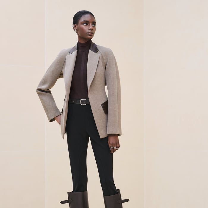 Marron Terre d'Ombre Mixed Leather Jacket