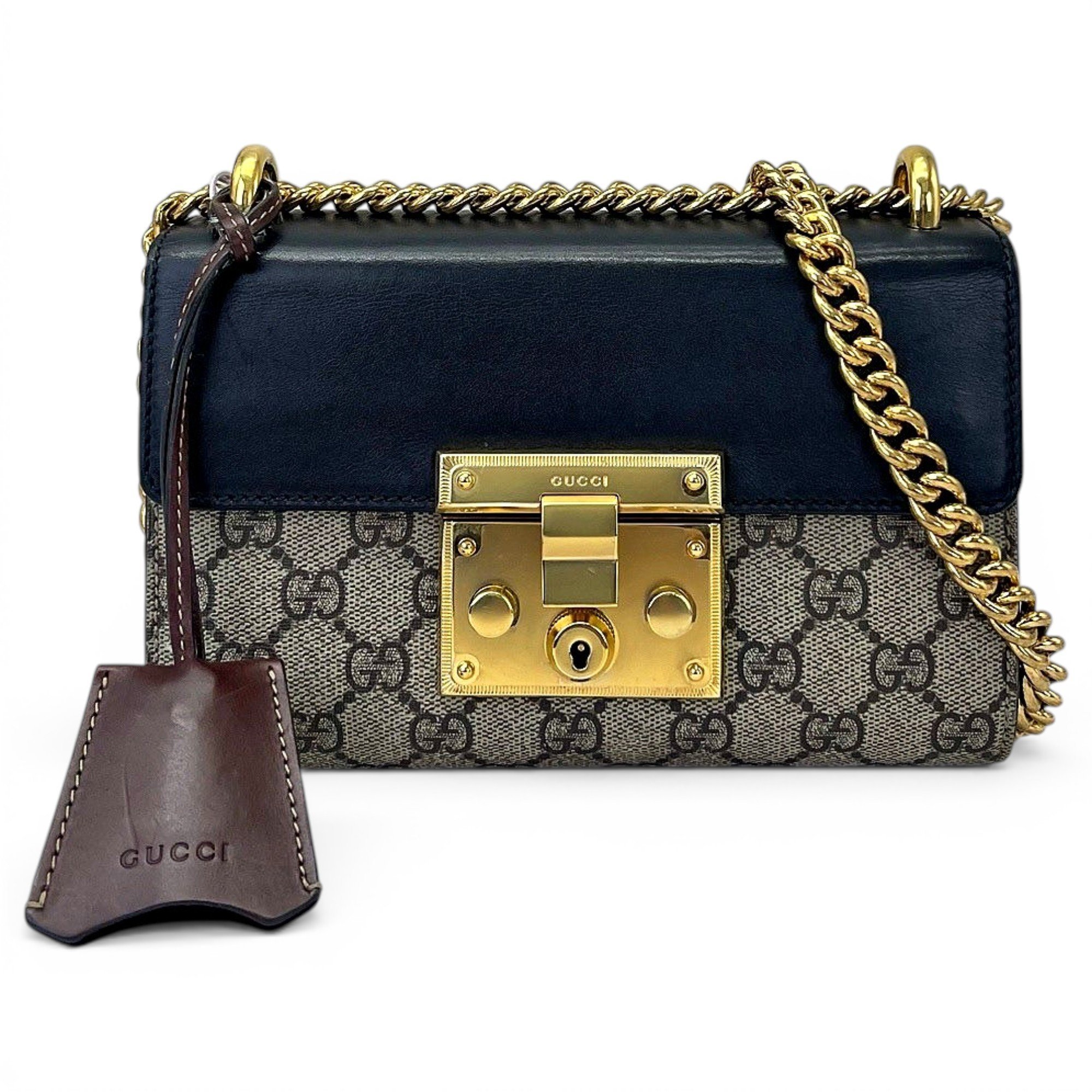Padlock leather handbag