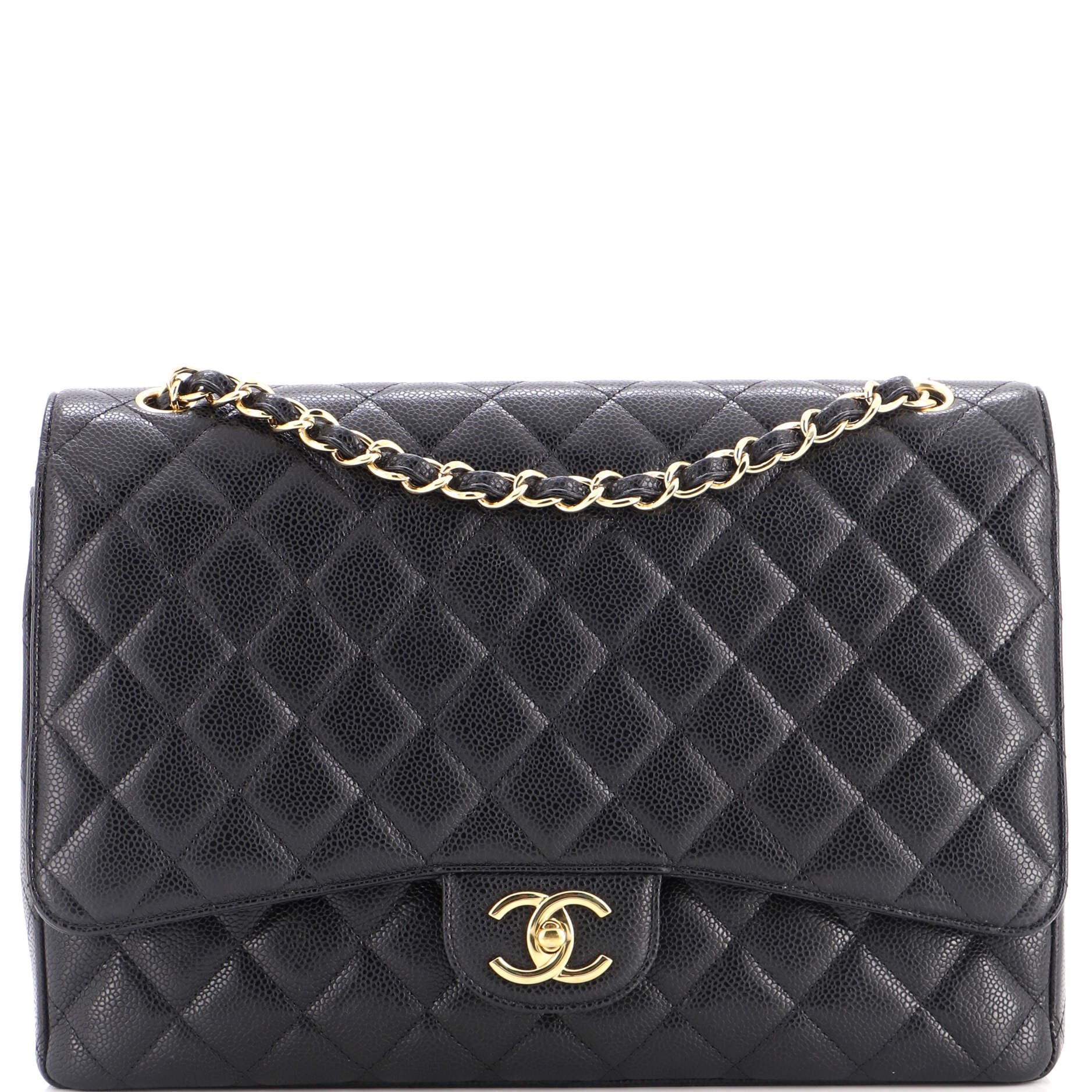 Classic Double Flap Bag Quilted Caviar Maxi