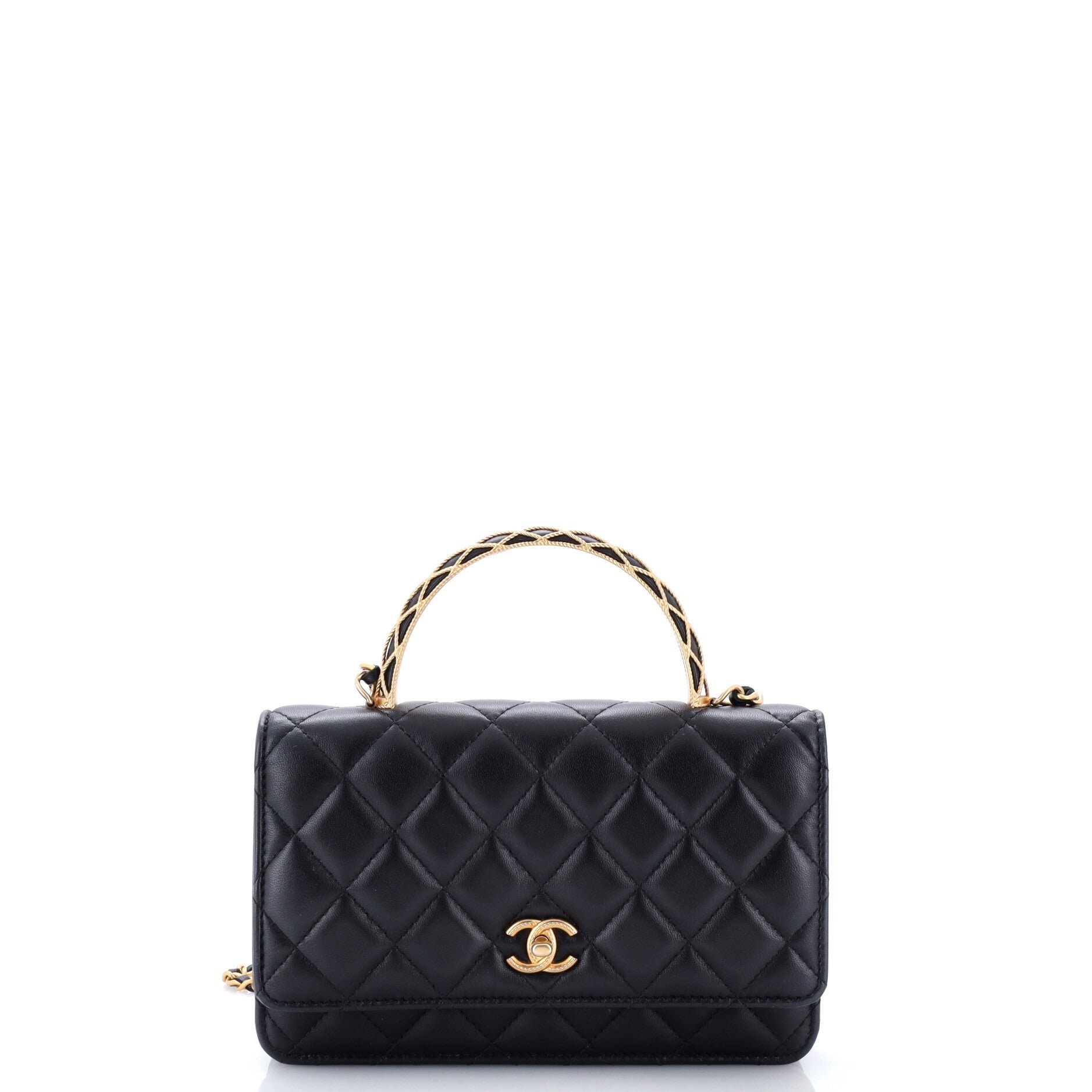 Pick Me Up Logo Handle Wallet on Chain Quilted Lambskin
