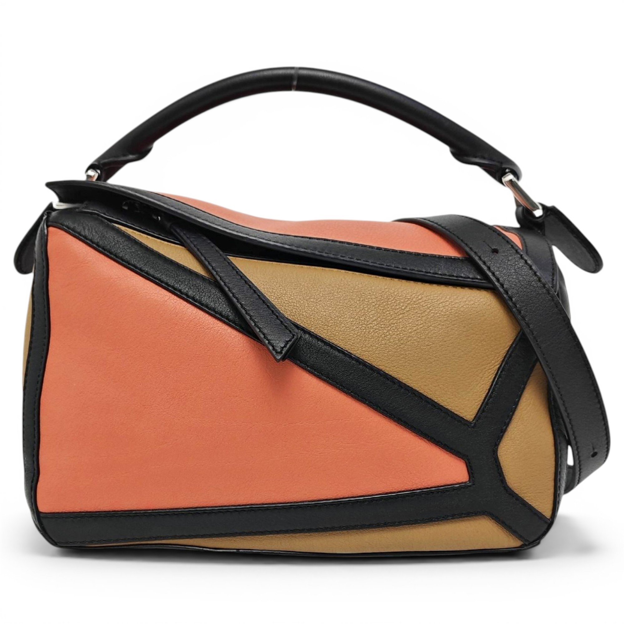 Puzzle leather handbag