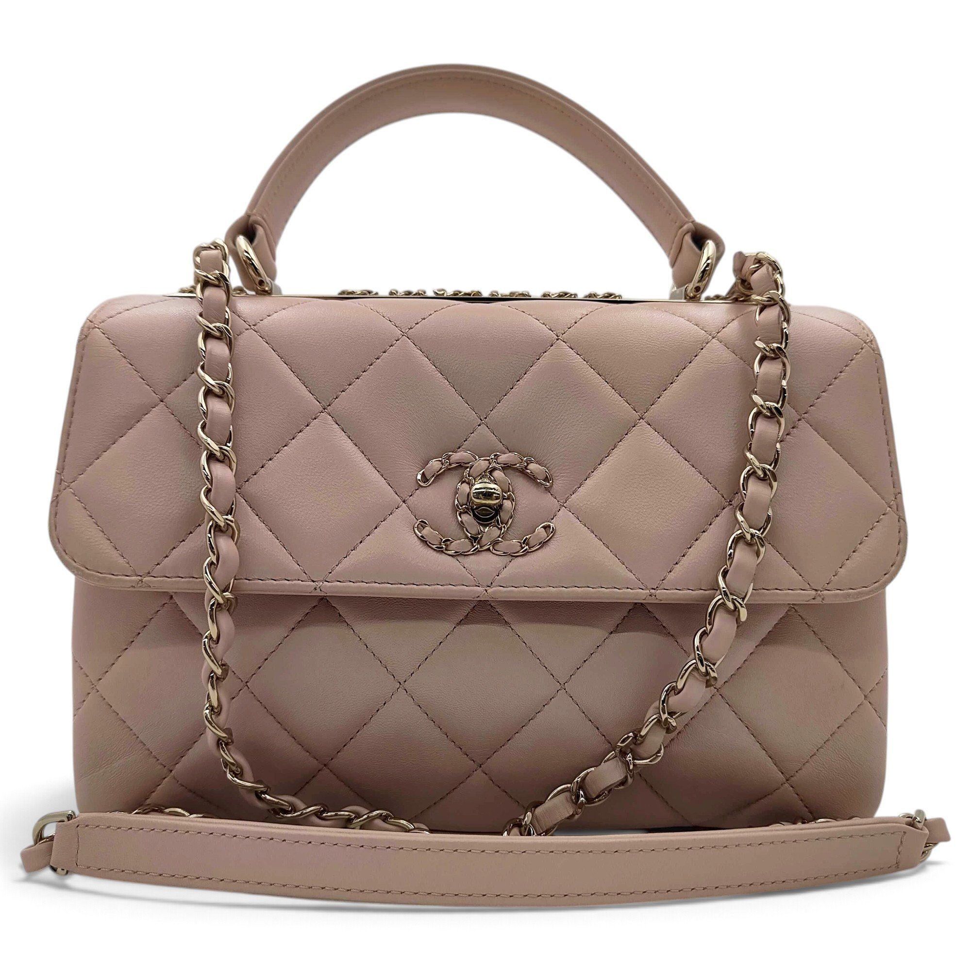 Trendy CC Top Handle leather handbag
