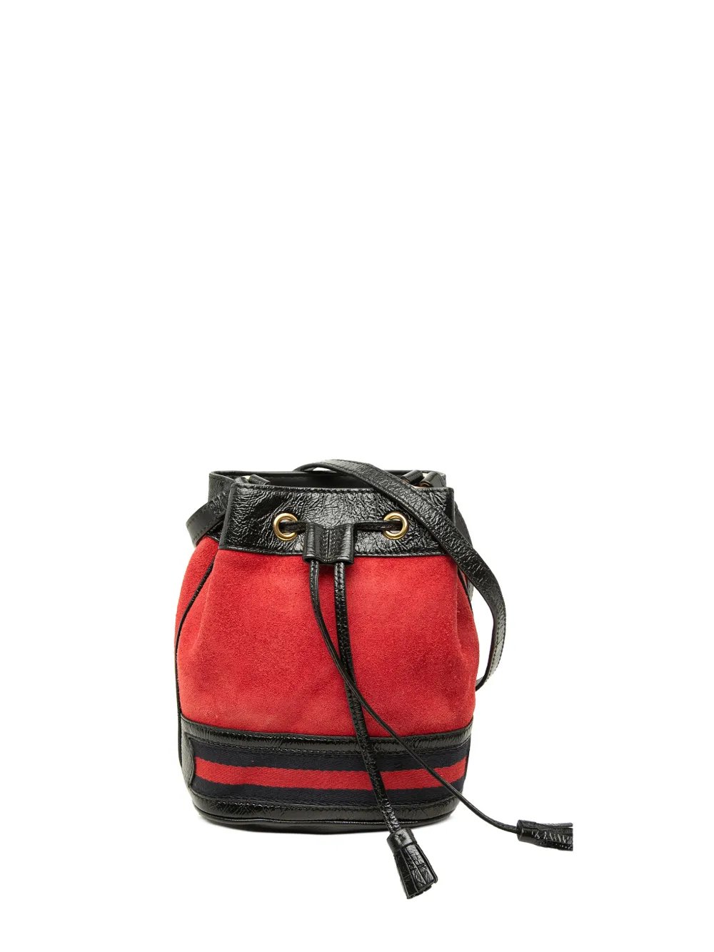 2016-2026 Mini Suede and Patent Web Ophidia bucket bag