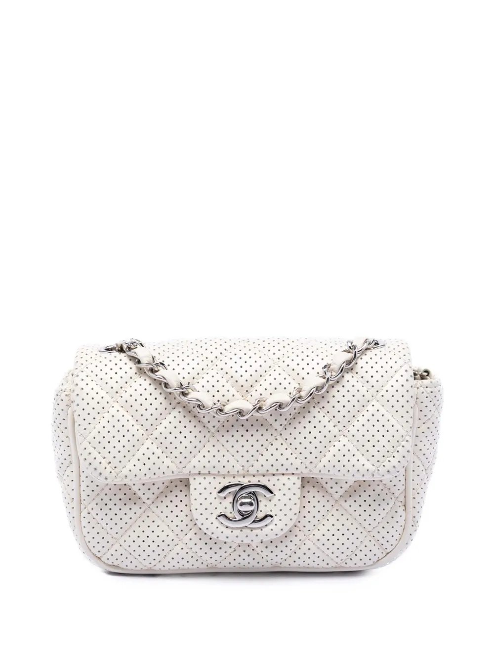 2014 Mini Perforated Lambskin Punch Flap crossbody bag