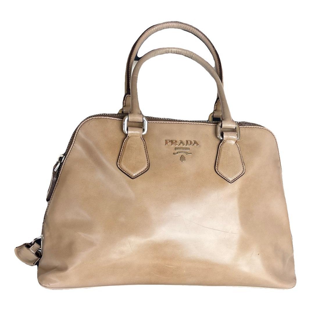 Pyramid patent leather handbag
