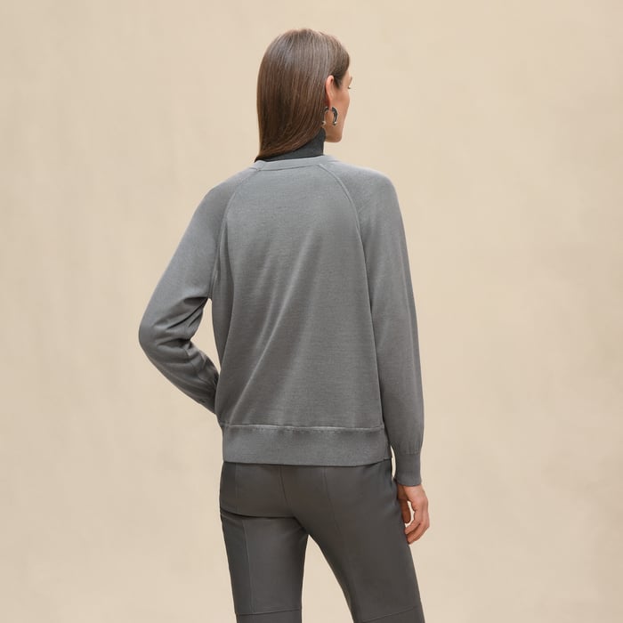 Gris Ténorite "Coloriages De Jour" Long-sleeve Twillaine Sweater