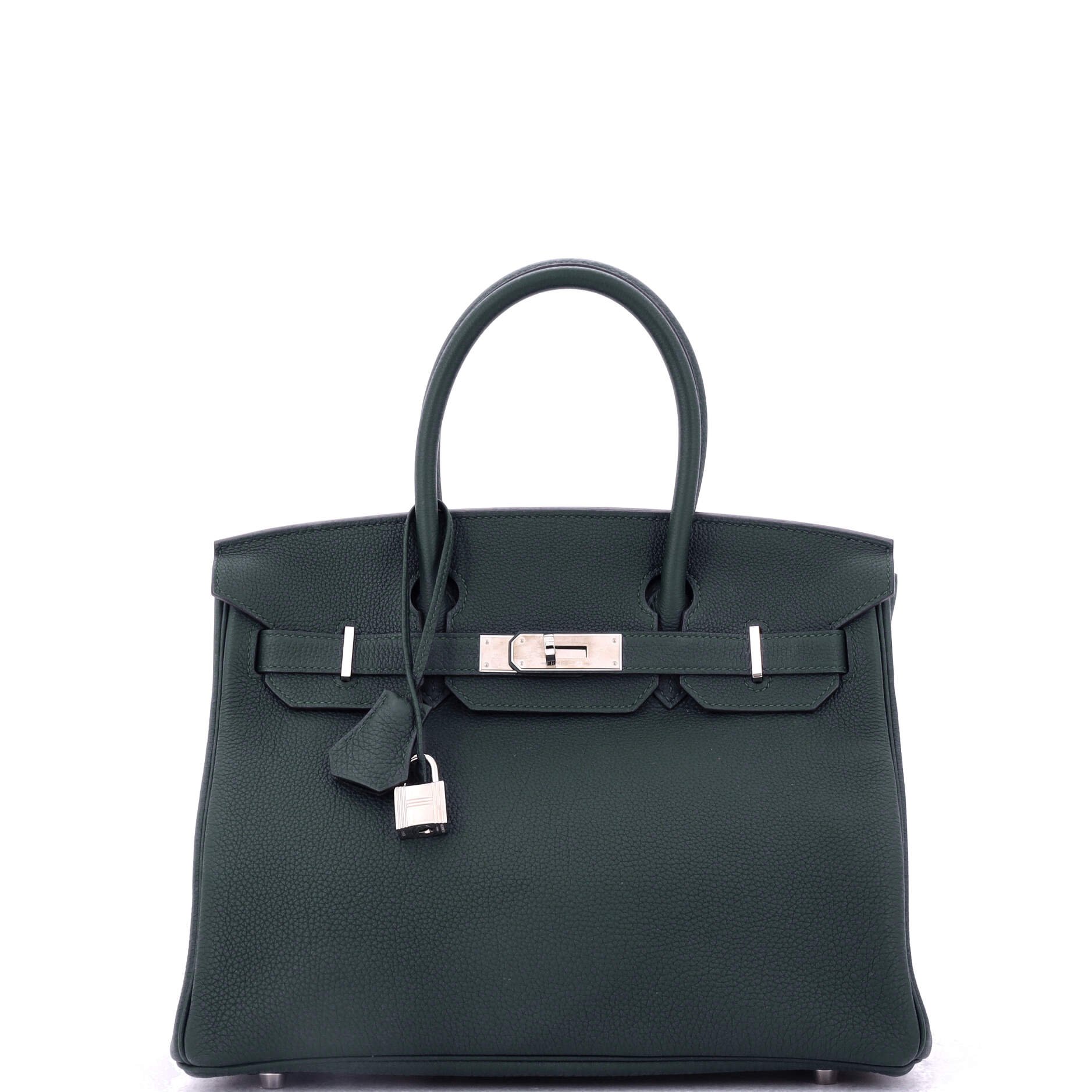 Hermes Birkin Handbag Vert Cypress Togo with Palladium Hardware 30