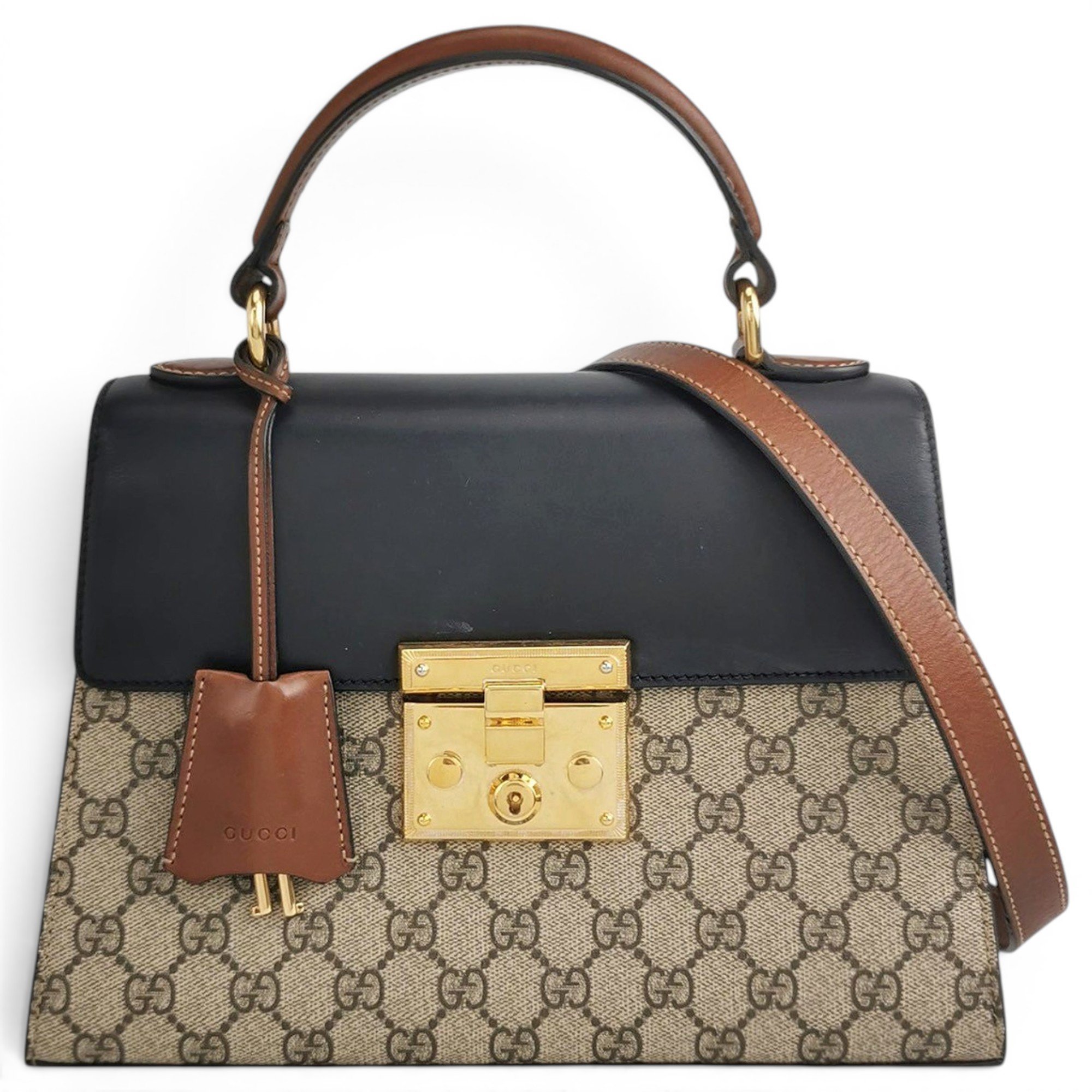 Padlock leather tote
