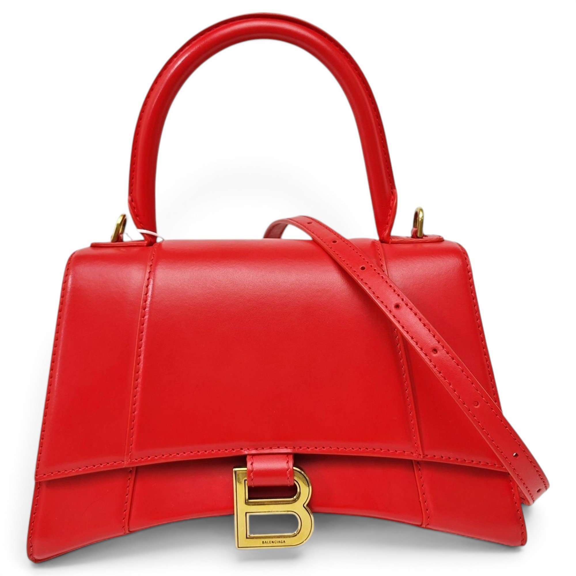 Hourglass leather handbag
