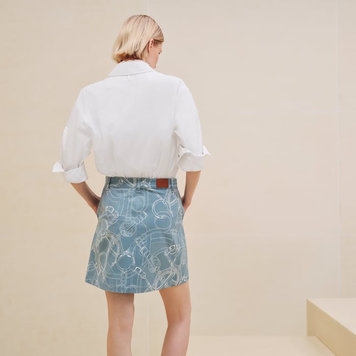Bleu Arctique "Eperon d'Or Finesse" Miniskirt