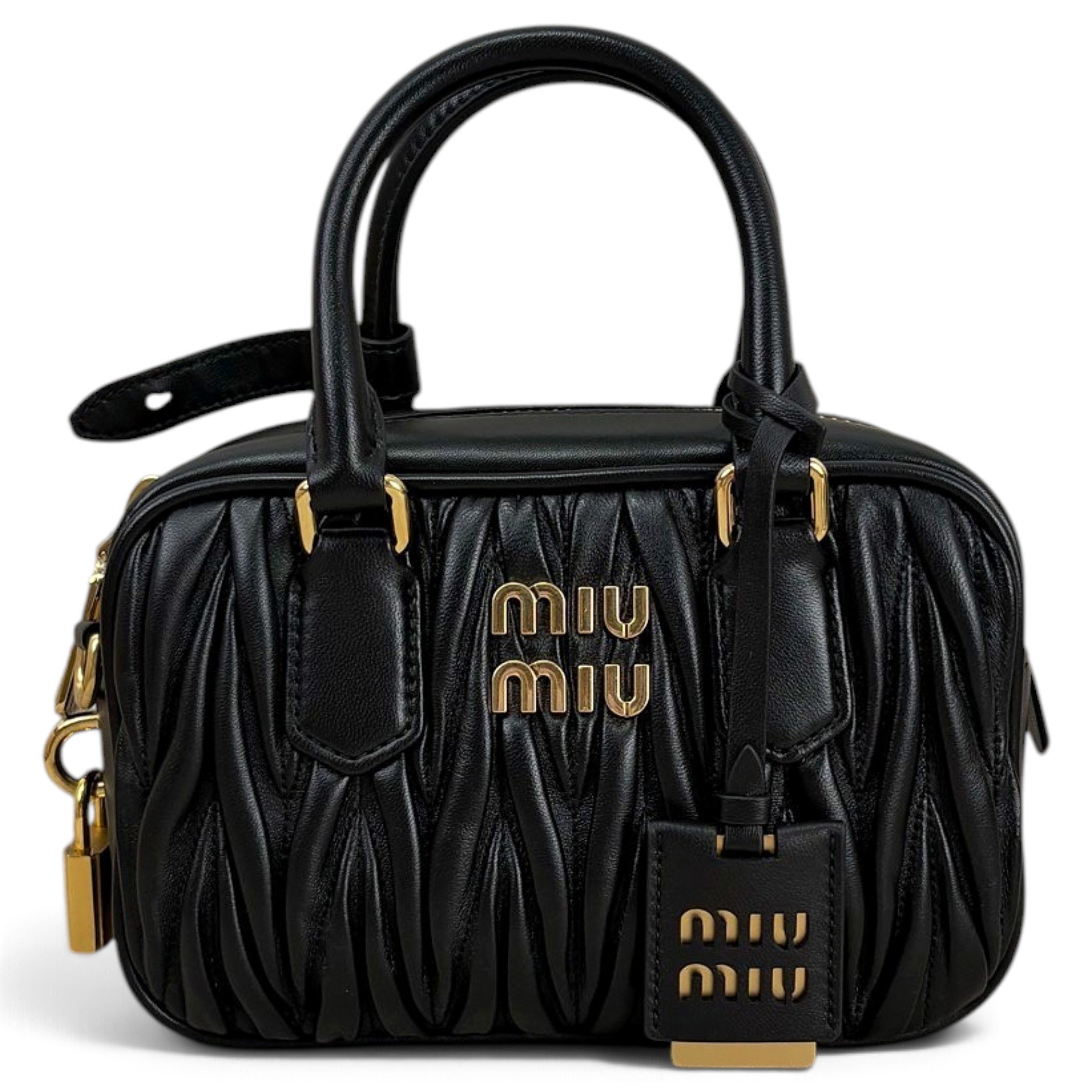 Matelassé leather bowling bag