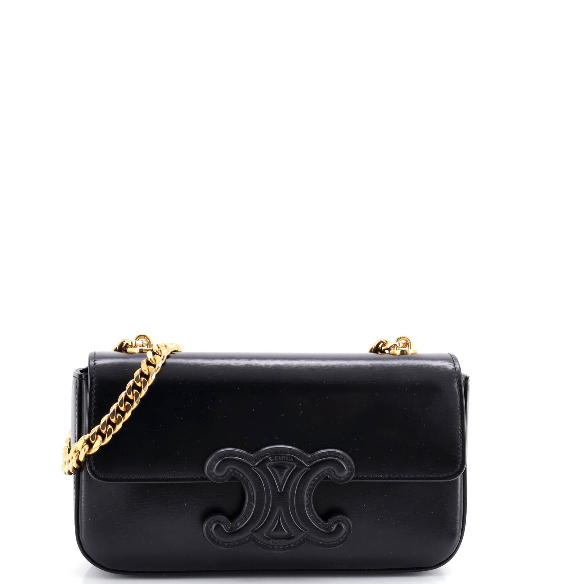 Celine Triomphe Chain Shoulder Bag Leather Small