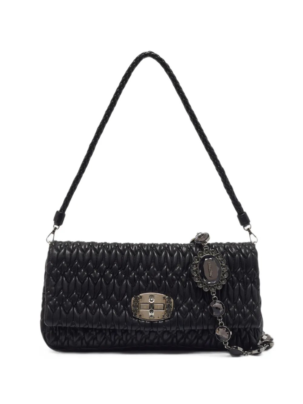 crystal-embellished matelassé shoulder bag