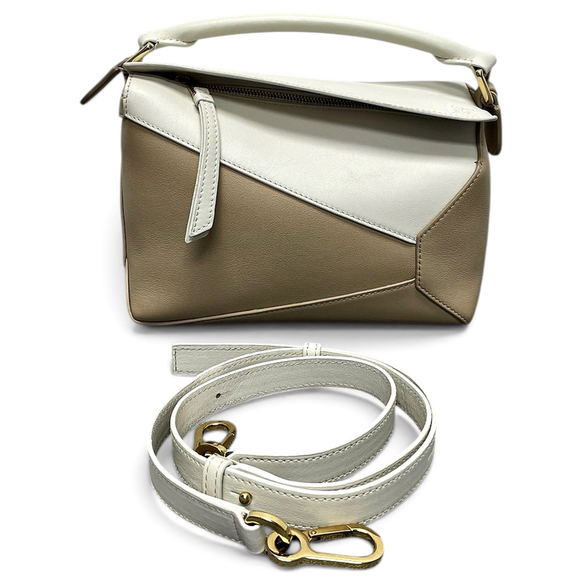 Puzzle leather handbag