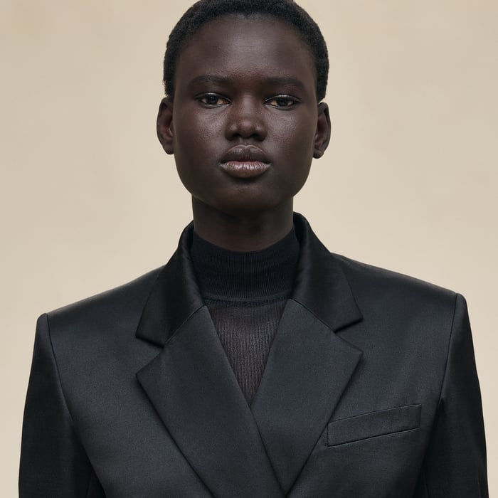 Noir Suit Jacket With Knotted Waist