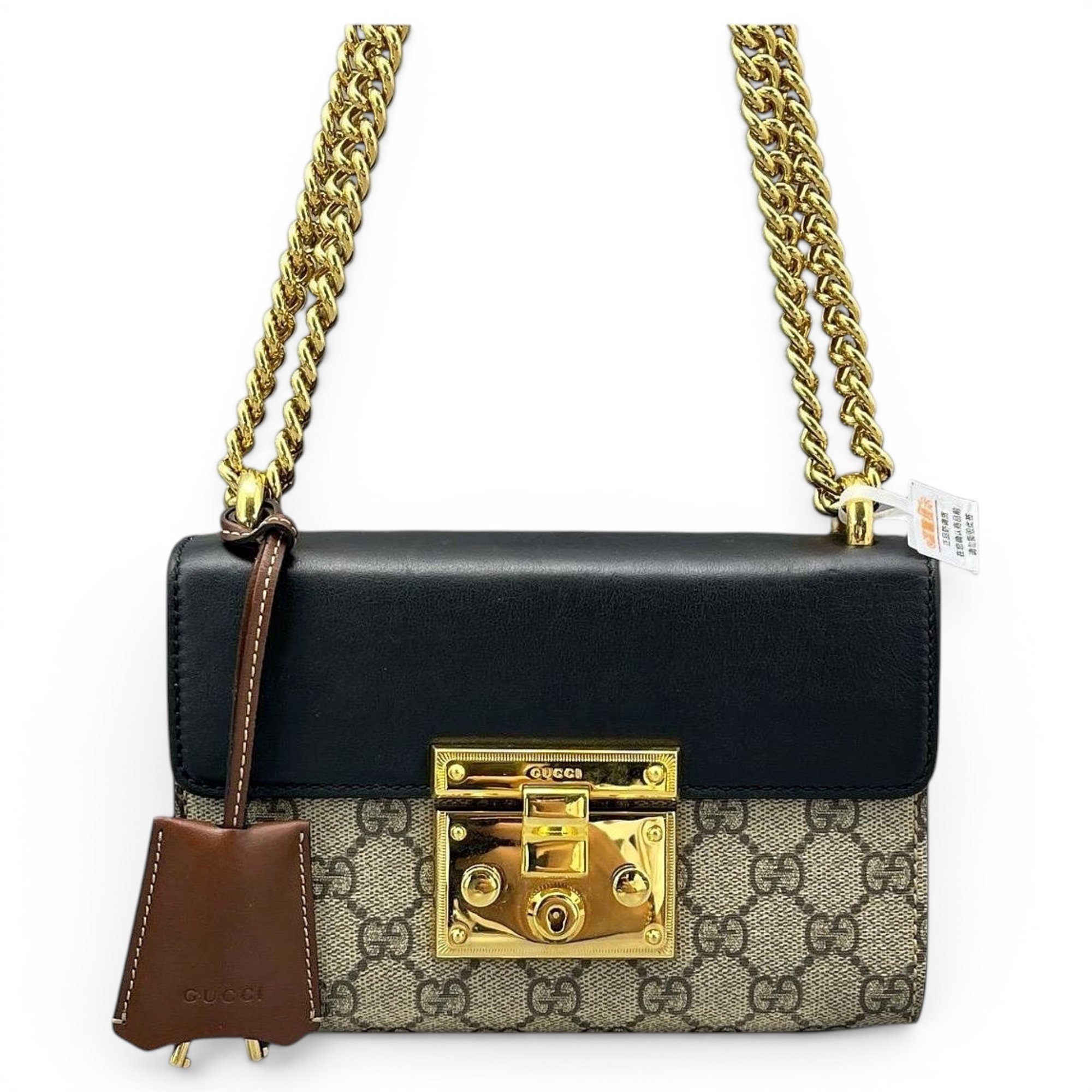 Padlock leather handbag