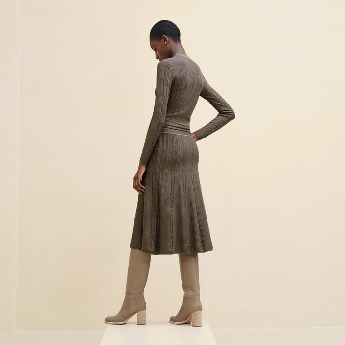Marron Tarn Buttoned Tailored Long Dress