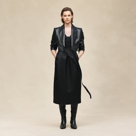 Wrap leather suit jacket