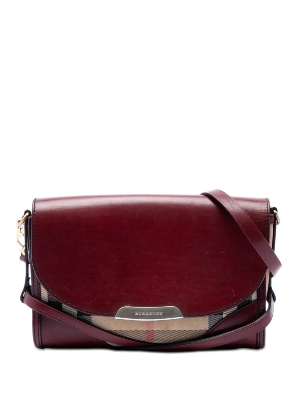 2000-2017 Leather and House Check Canvas Bridle Abbott crossbody bag