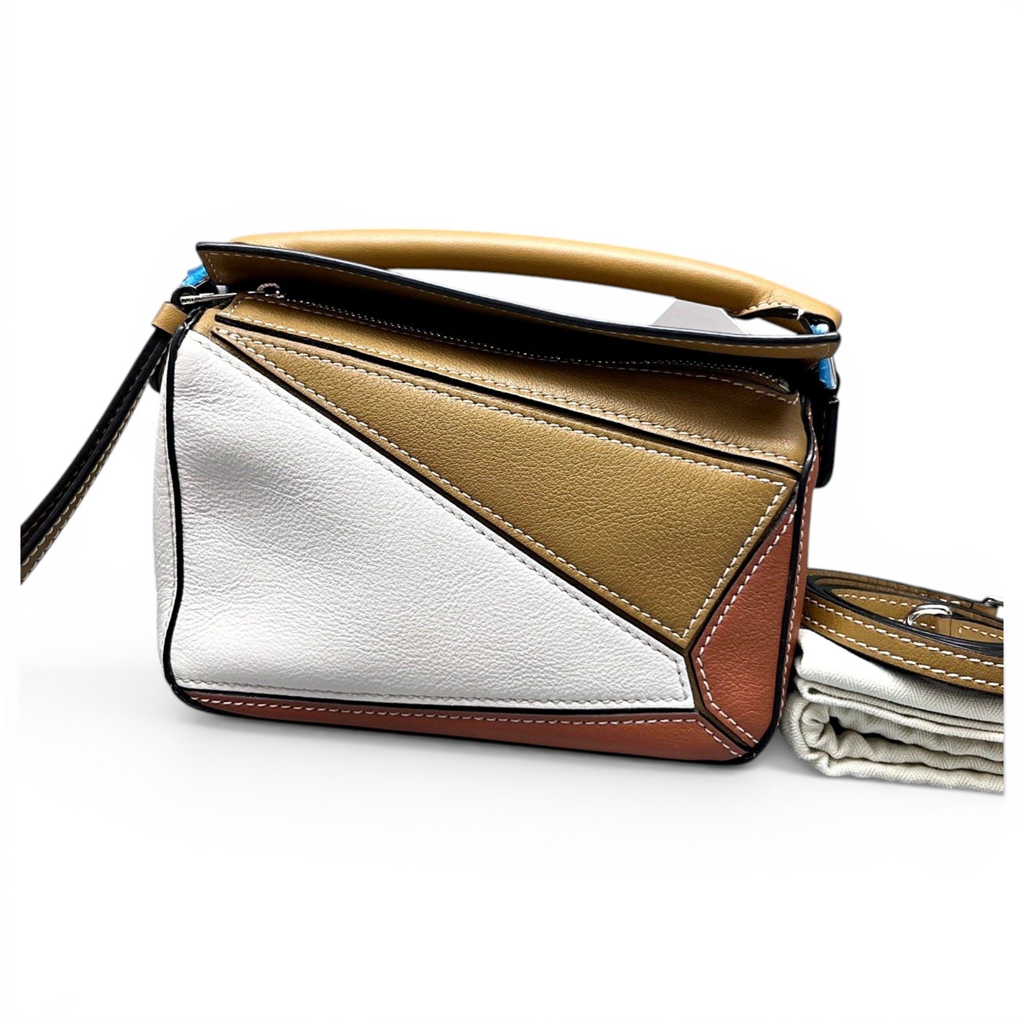 Puzzle leather handbag