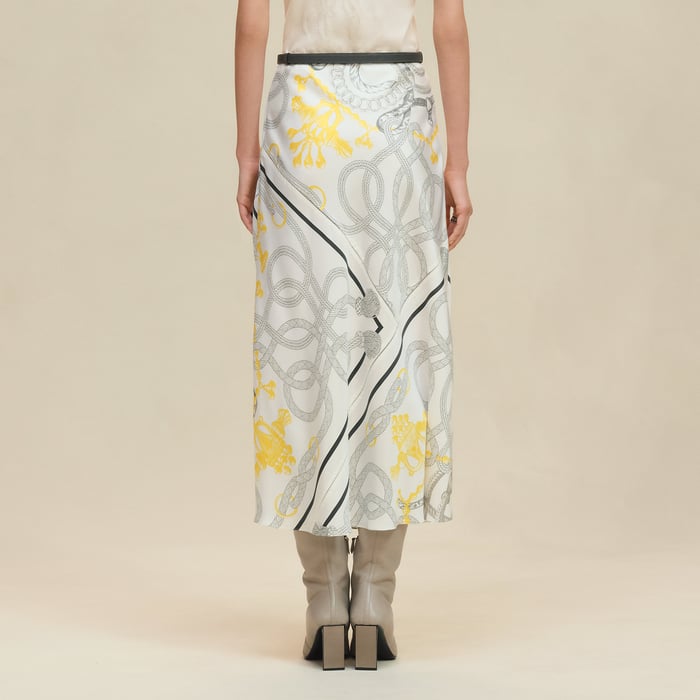 Blanc Nacre "Palefroi Remix" Flowy Slanted Skirt