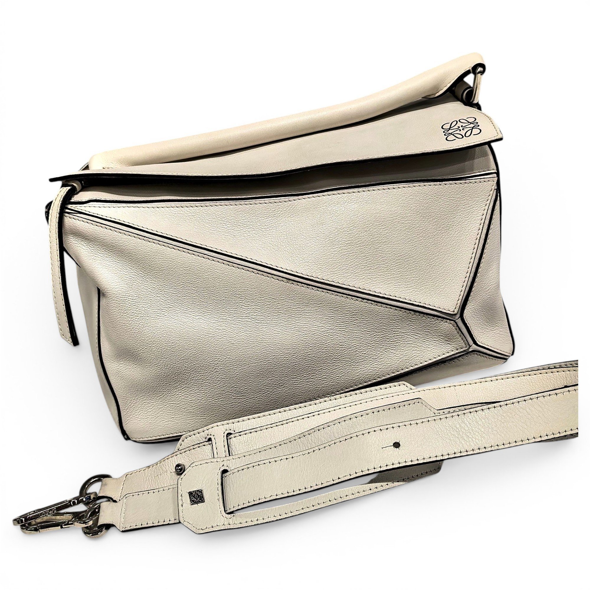 Puzzle leather handbag