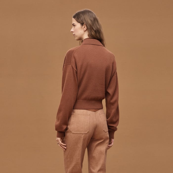 Marron Fauve High Collar Sweater