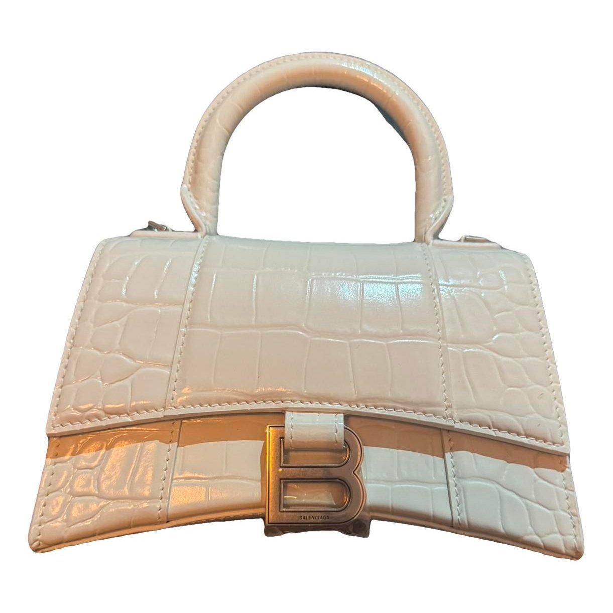 Hourglass leather handbag