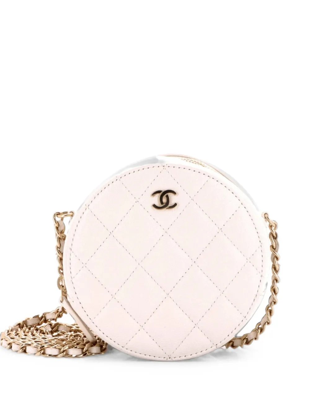 Round Clutch with Chain Quilted Caviar Mini crossbody bag