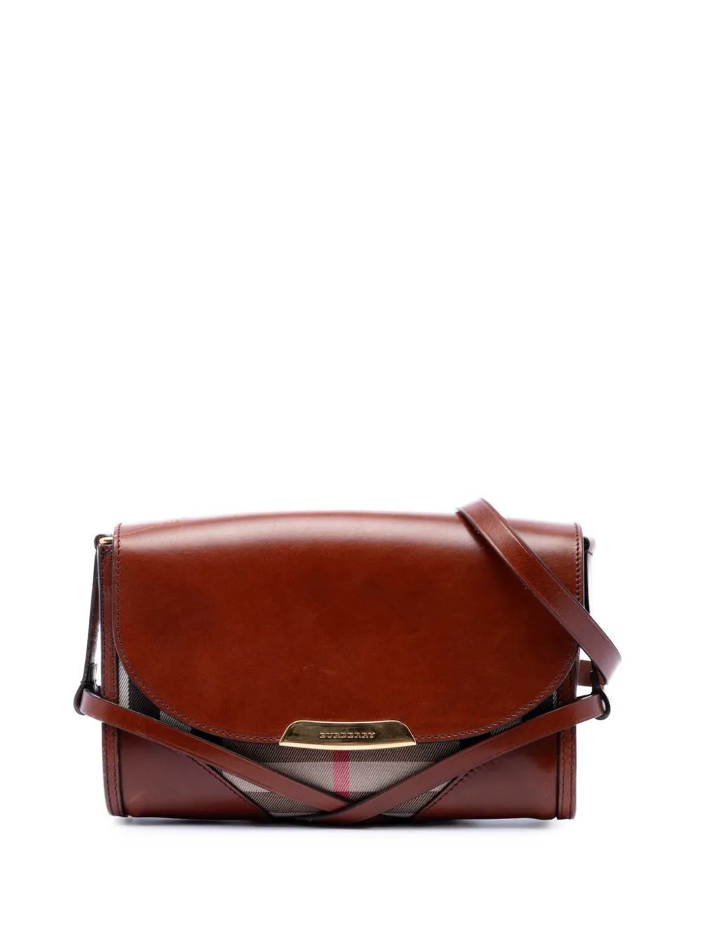 2000-2017 Leather and House Check Canvas Bridle Abbott crossbody bag