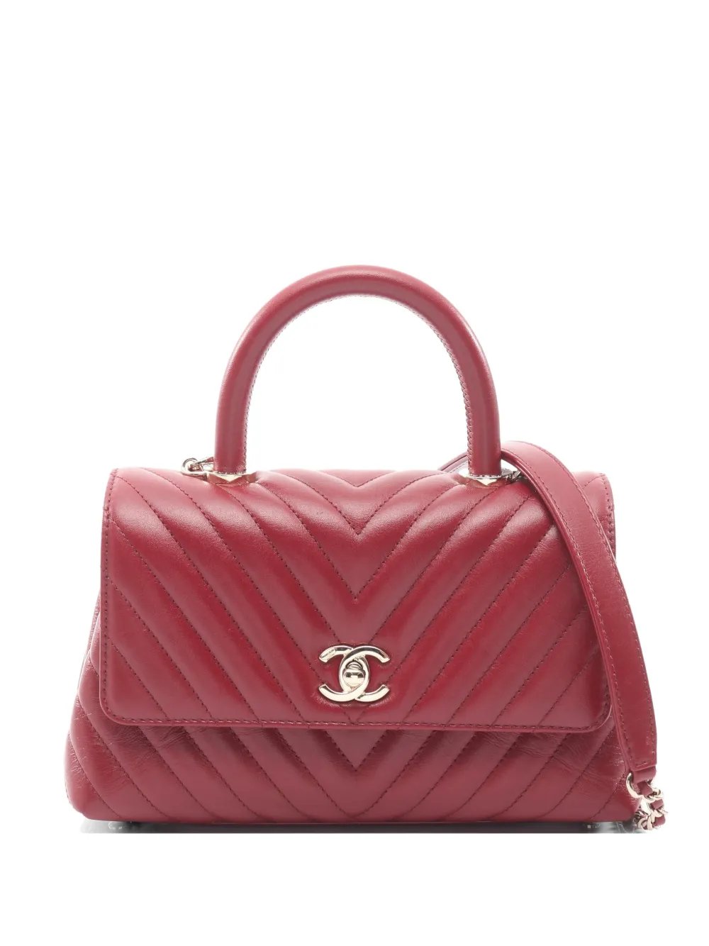 2021s Chevron two-way leather handbag