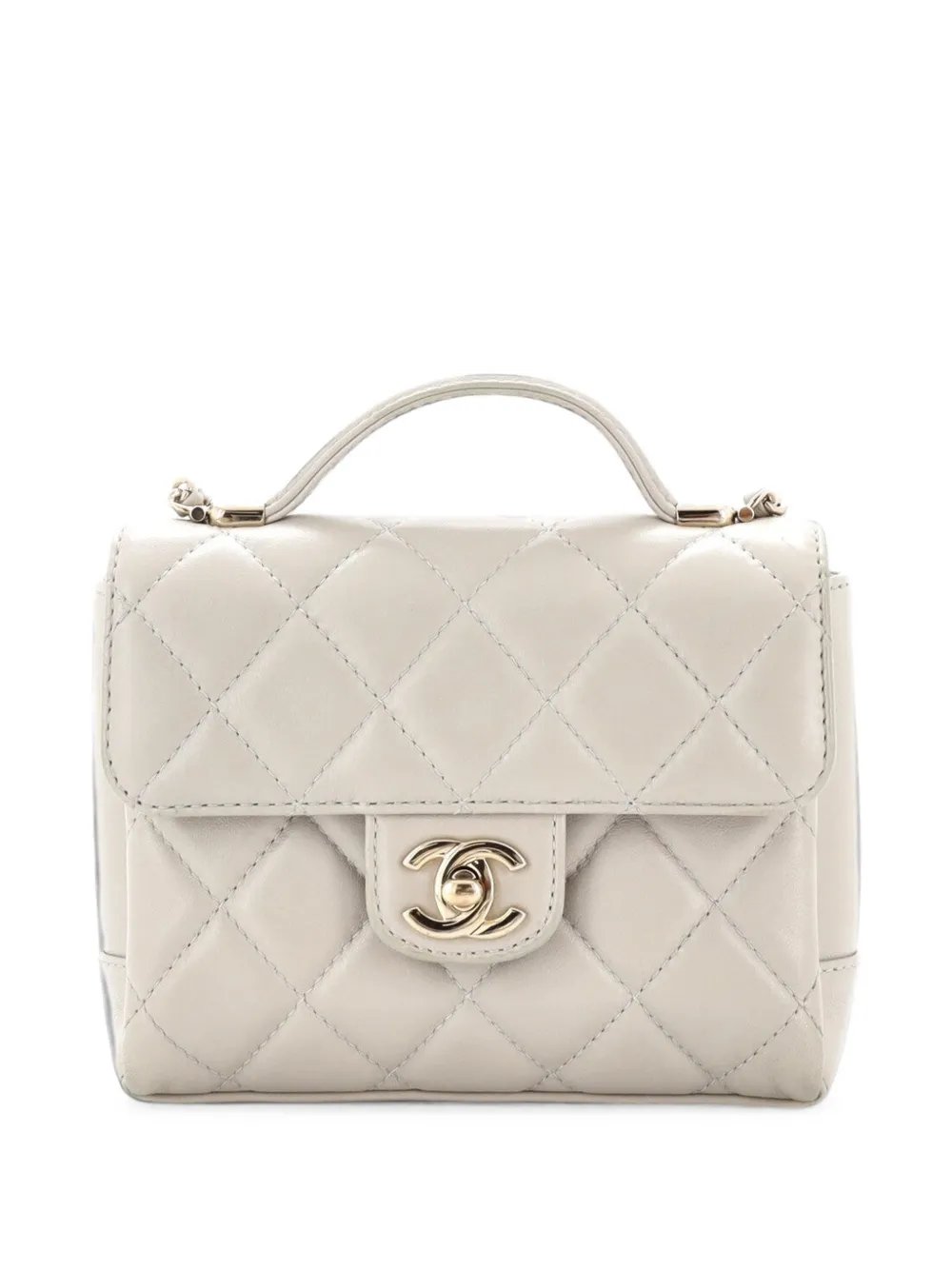 Square Classic Single Flap Top Handle Bag Quilted Lambskin Mini satchel