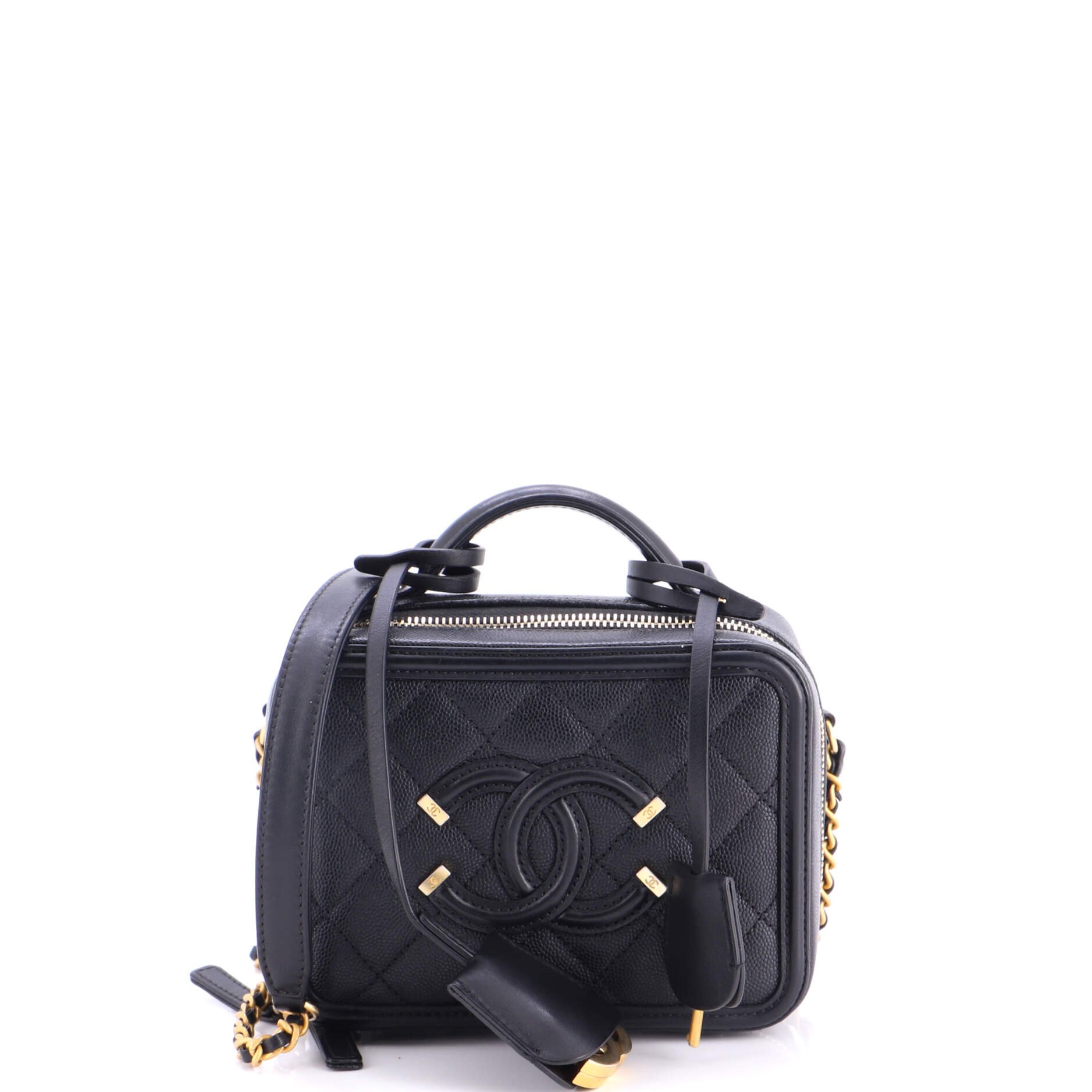 Filigree Vanity Case Quilted Caviar Small