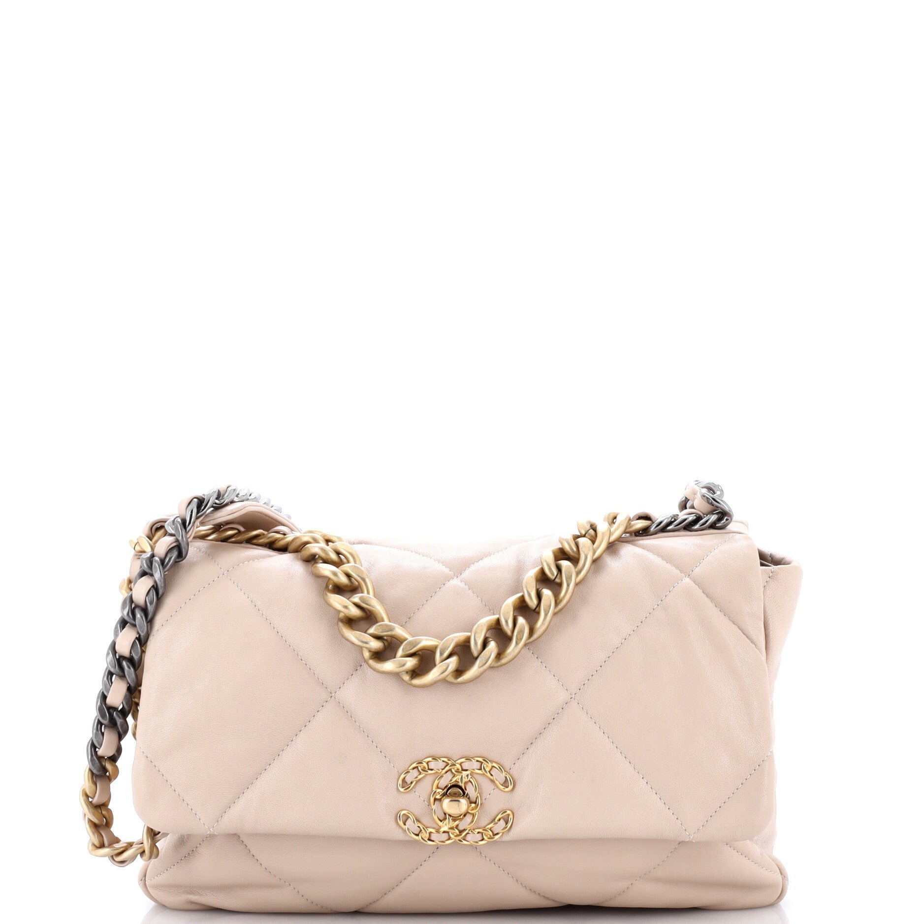 19 Flap Bag Quilted Leather Large