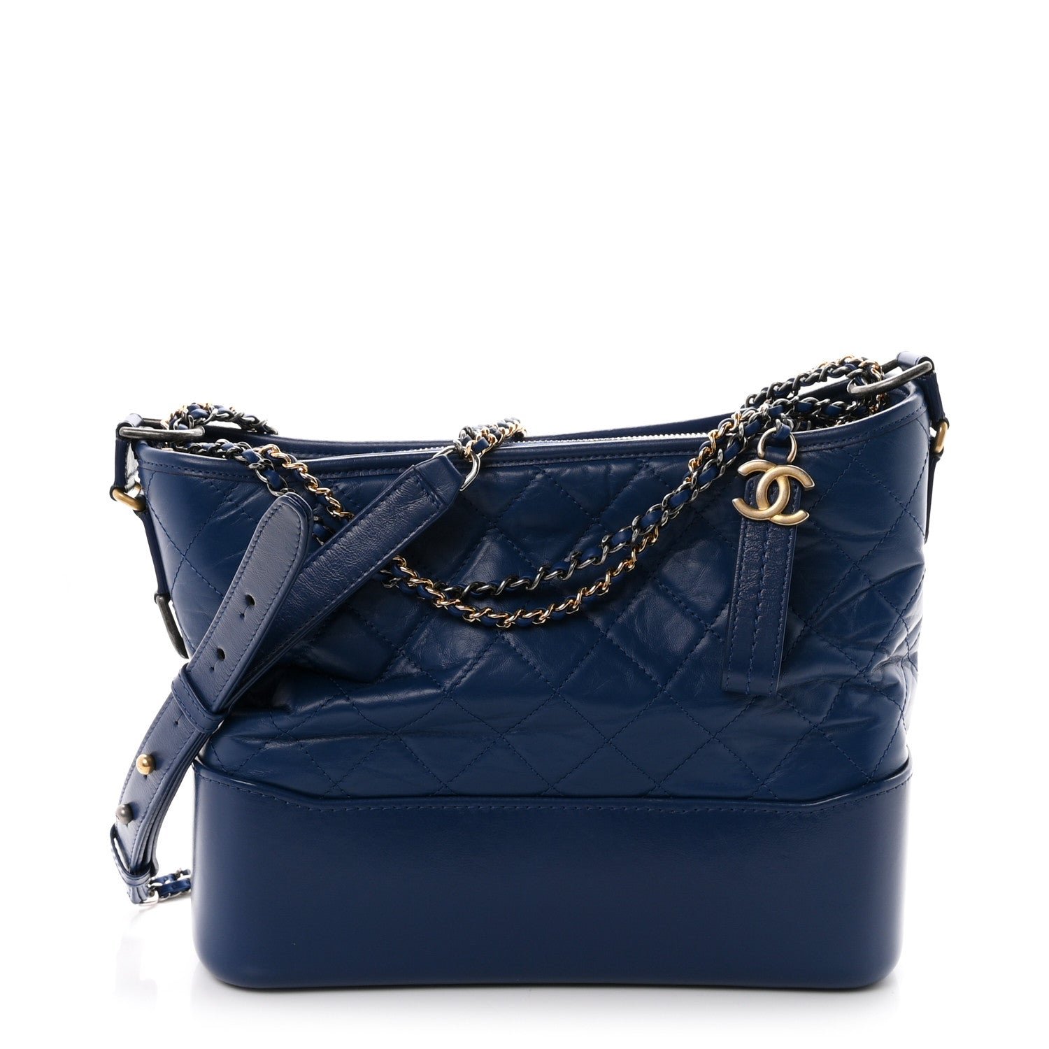Chanel Aged Calfskin Quilted Medium Gabrielle Hobo Blue