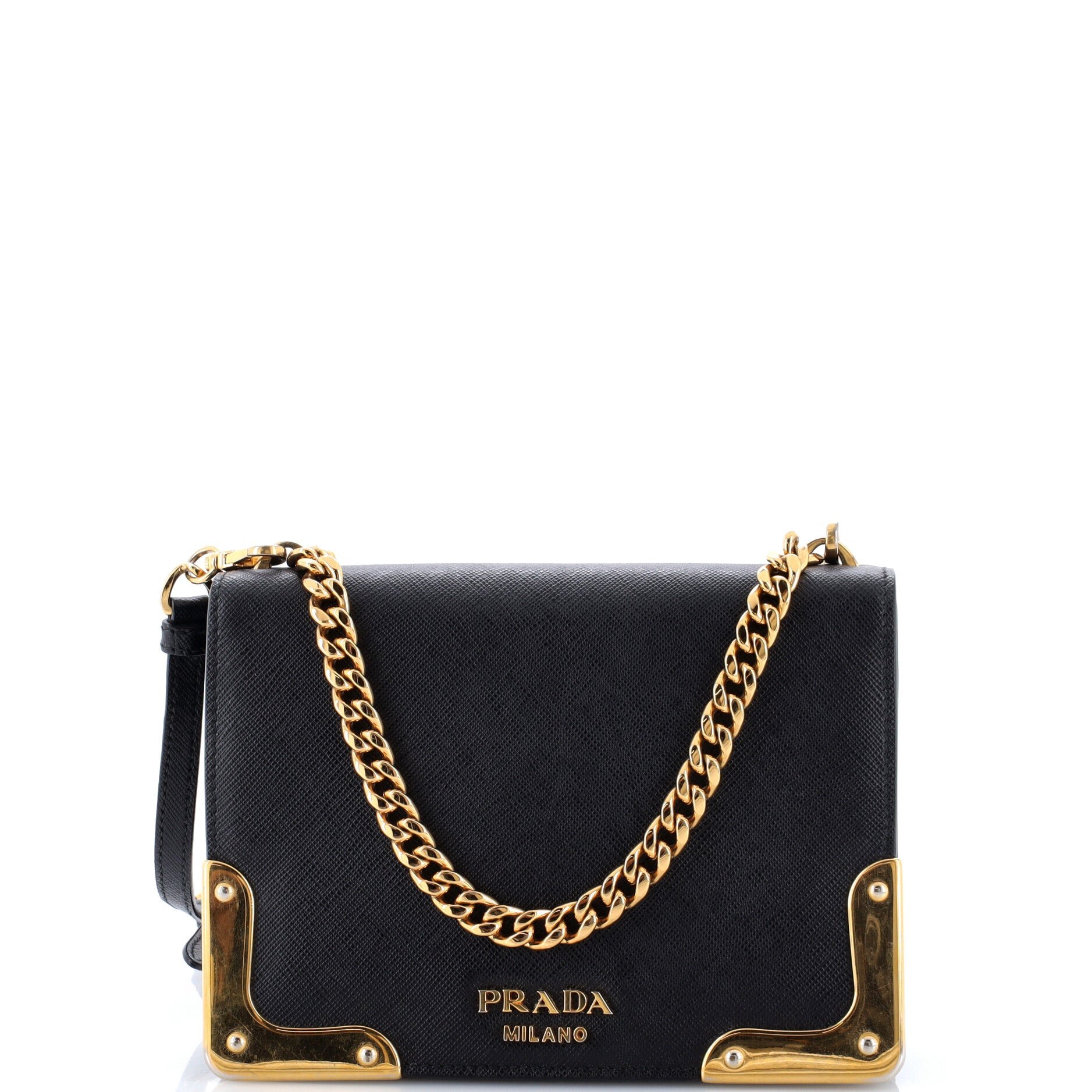 Prada Cammeo Chain Flap Crossbody Bag Saffiano Leather Small