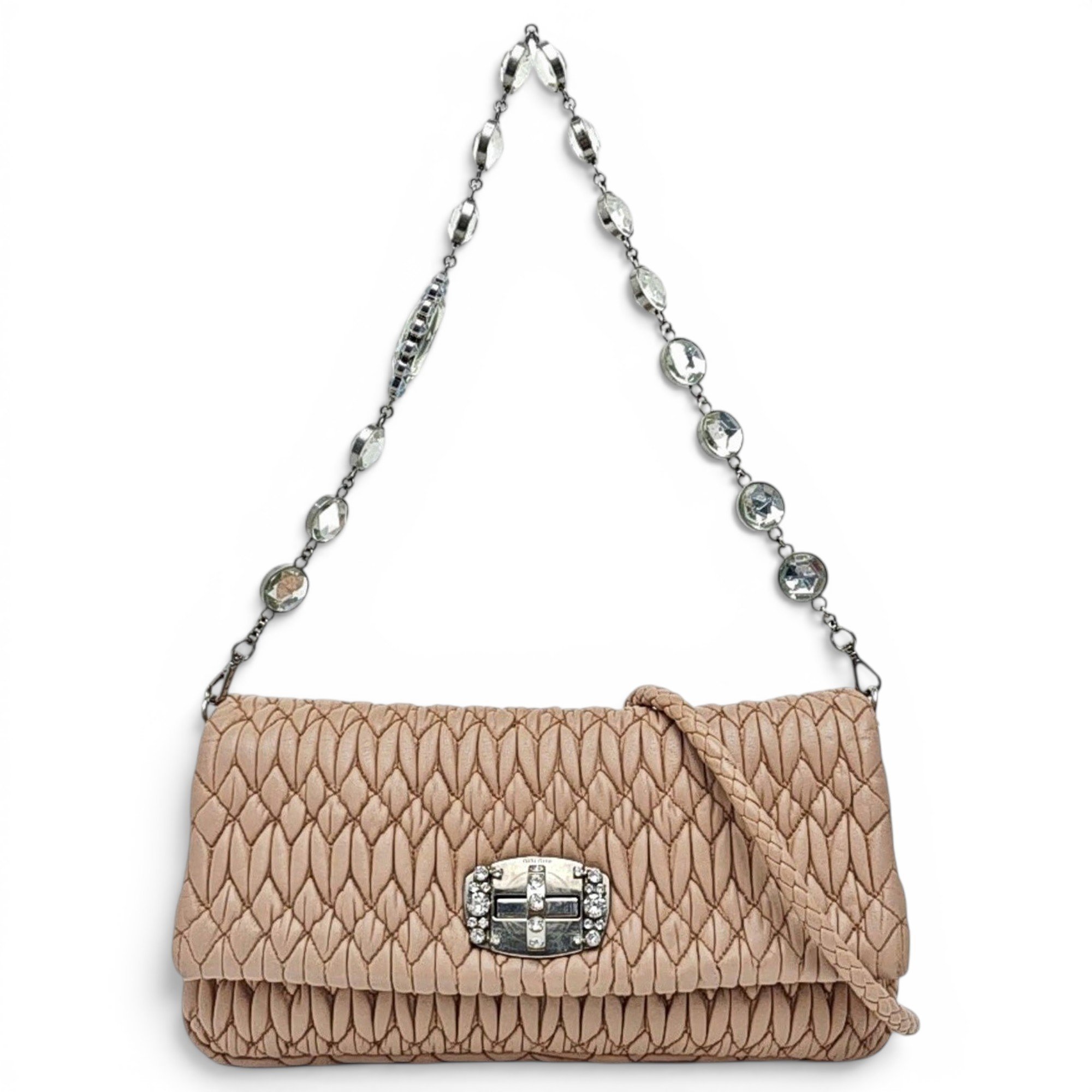 Miu Crystal leather handbag