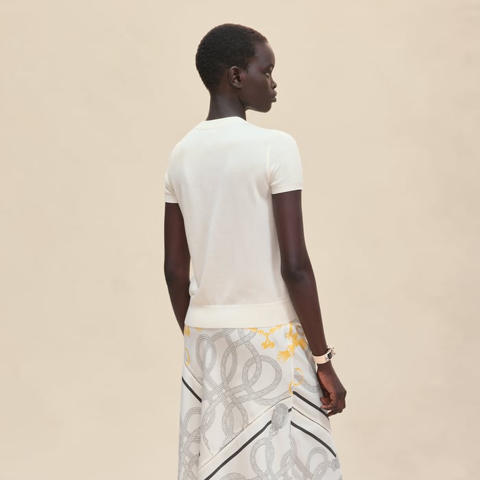 Blanc Nacre "Palefroi Remix" Short-sleeve Twillaine Sweater