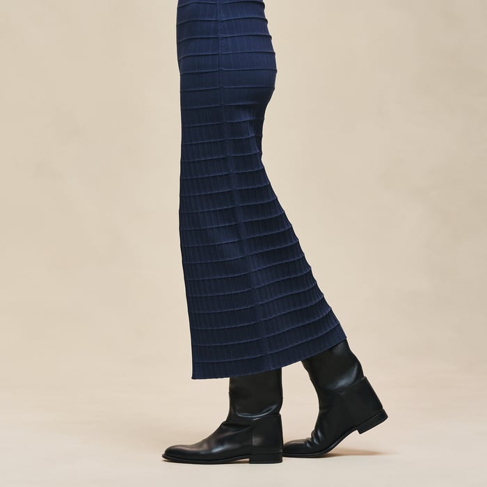 Bleu Outremer Long Skirt With Slit