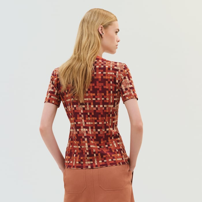 Rouge Sanguine "Bolduc Au Carre" Micro T-shirt