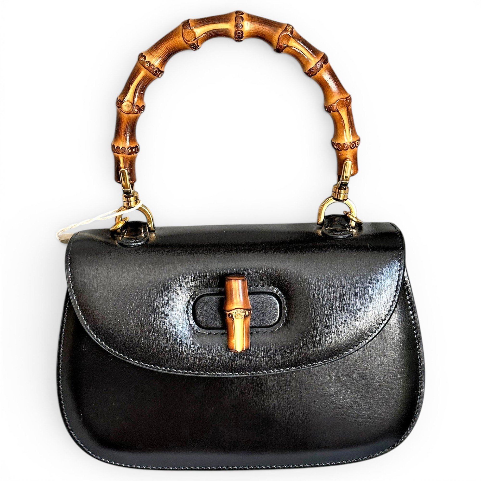 Convertible Bamboo Top Handle leather handbag
