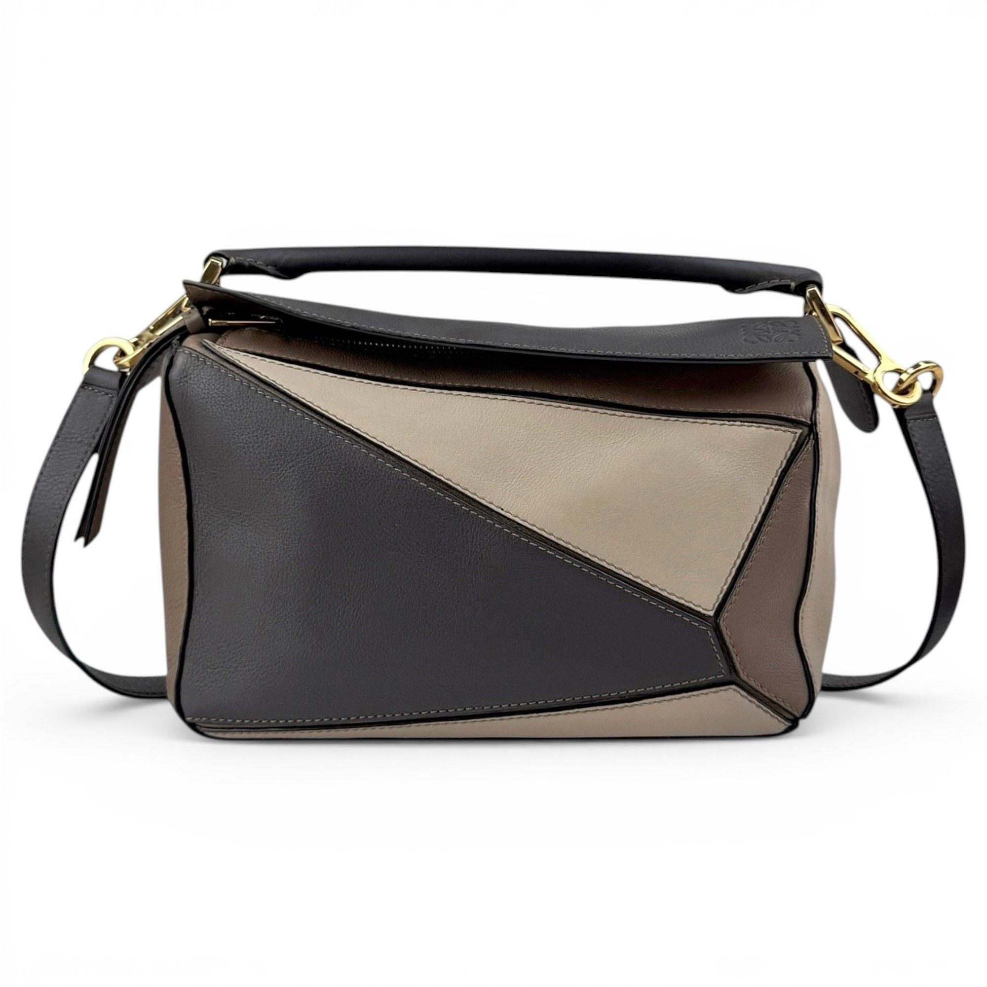Puzzle leather handbag