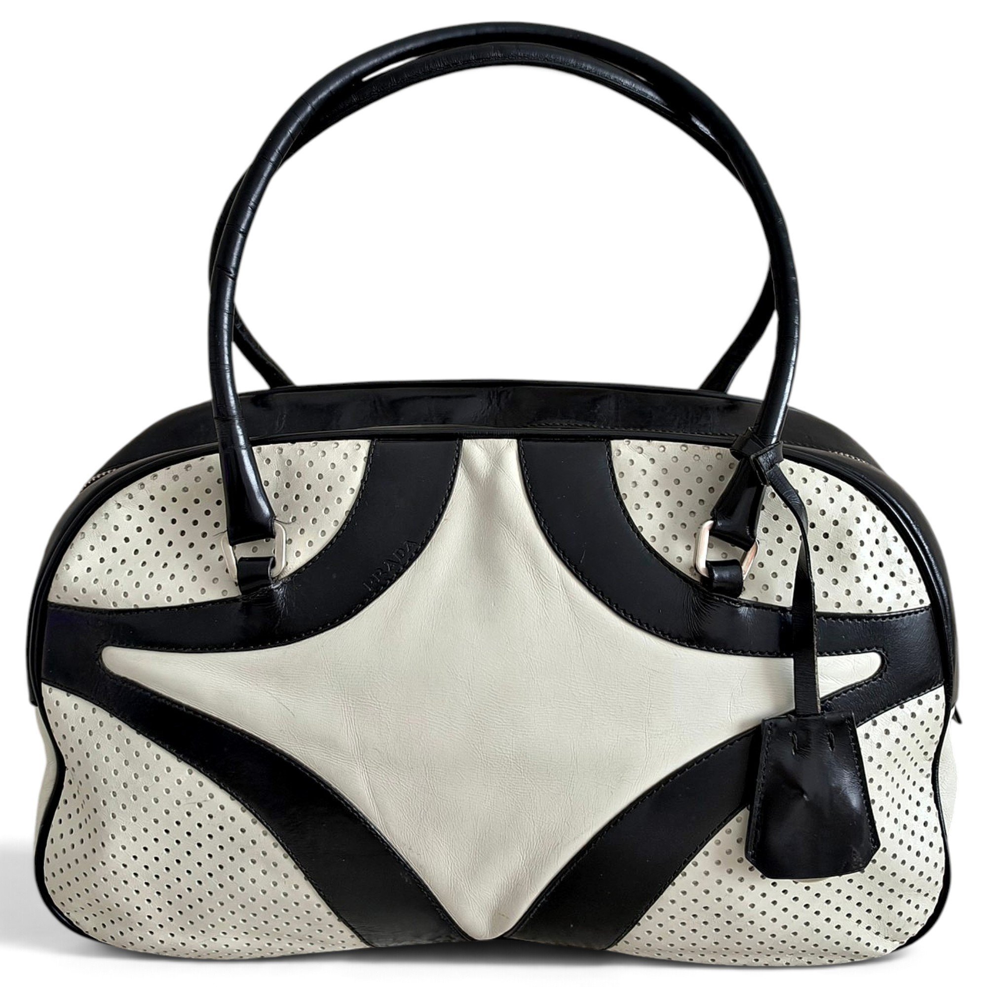 Bowling leather handbag