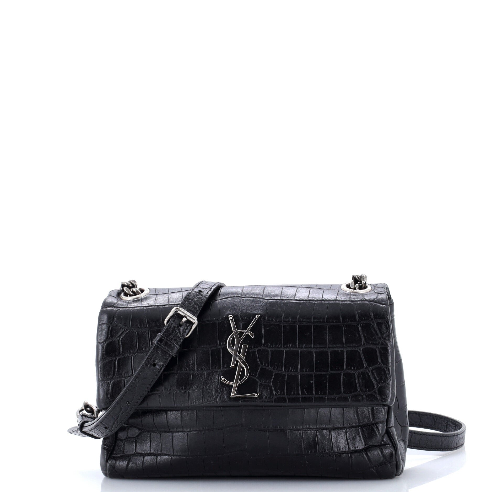 West Hollywood Shoulder Bag Crocodile Embossed Leather Small