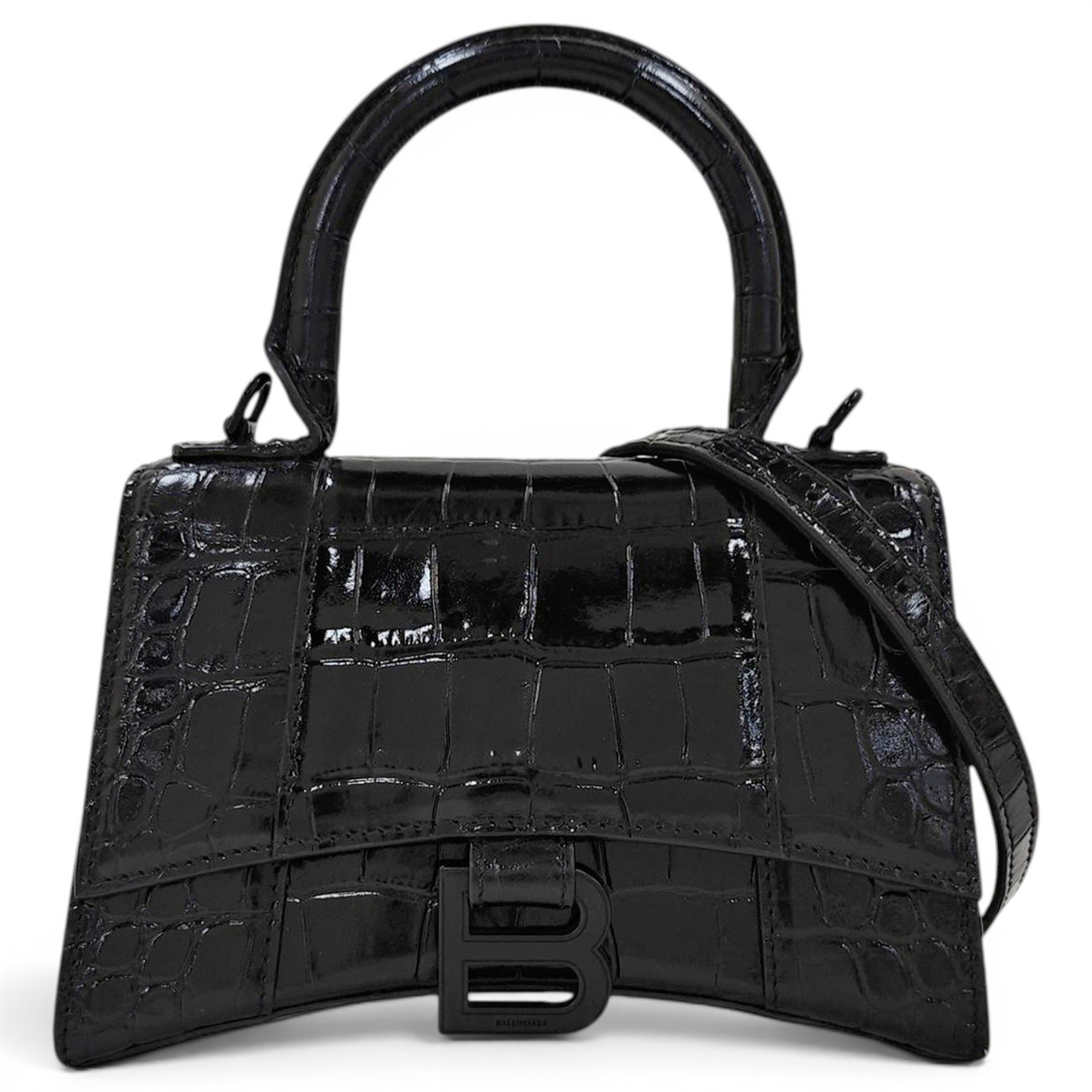 Hourglass leather handbag